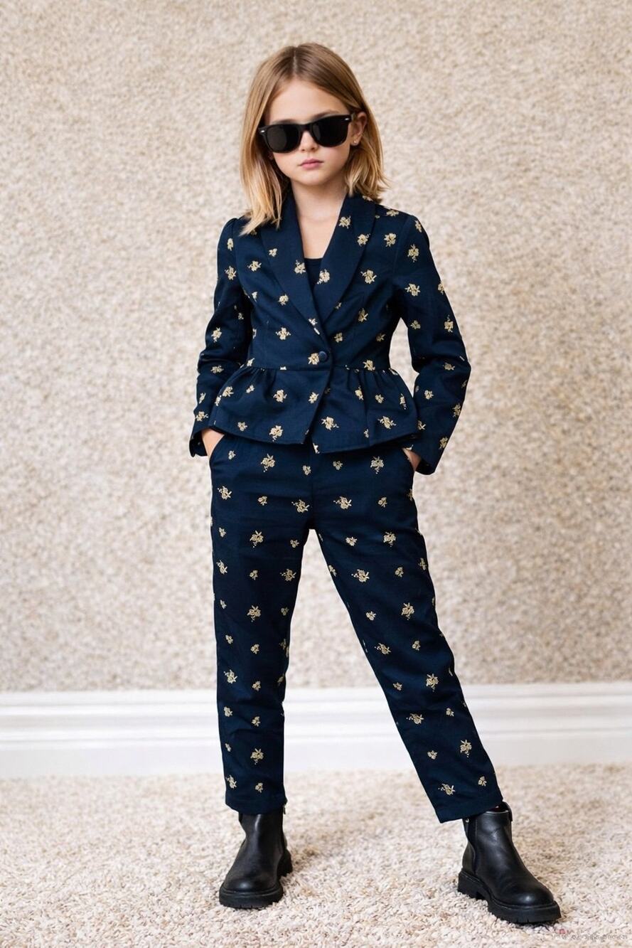 NWT❤️SET Janie and Jack Glitter Floral Peplum Sateen Blazer and Pant sz10 & sz12